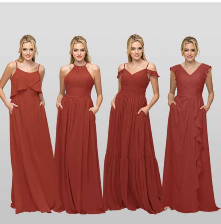 Chiffon long and short gown styles